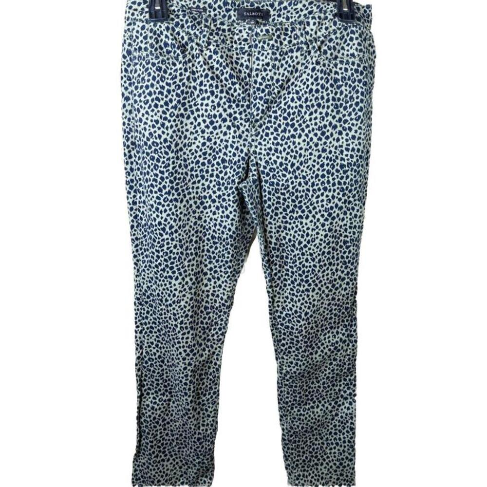Talbots  Womens Signature Leopard Print Jeans Size 12 Five‎ Pocket Green Black